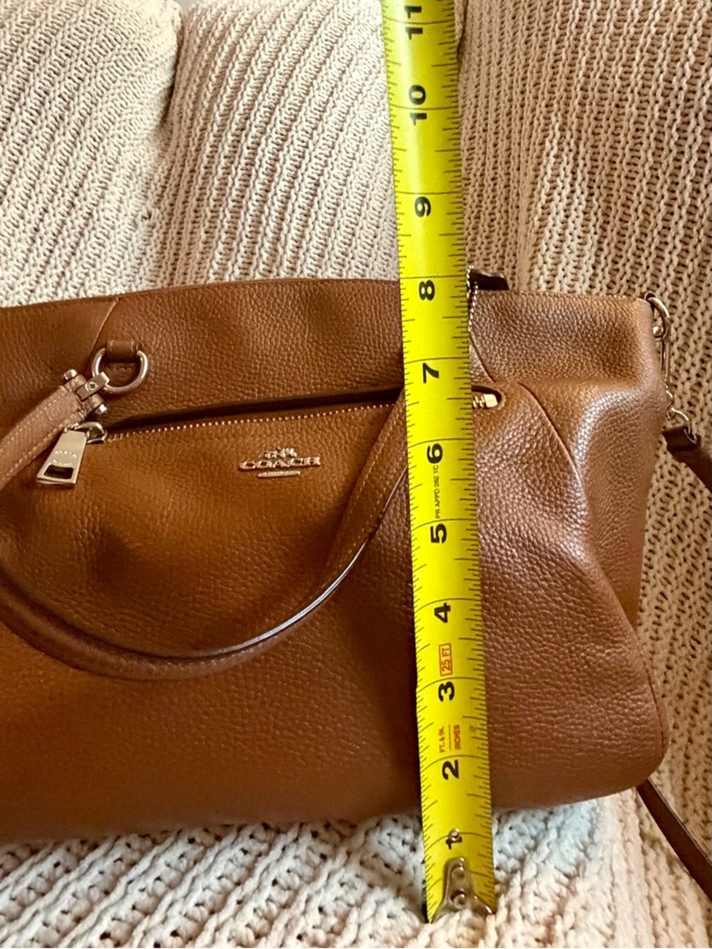 Coach Prairie Satchel Brown Pebbled Leather Crossbody Bag 34340 - Picture 10 of 15